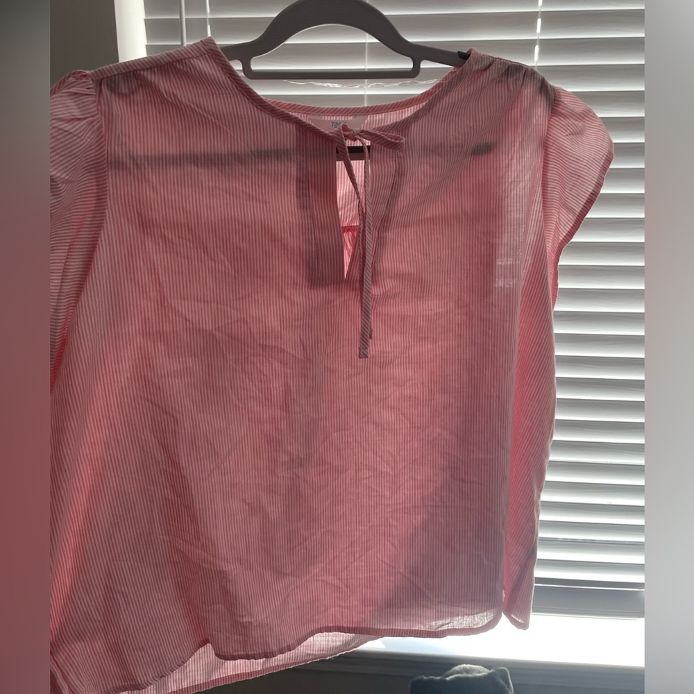Pink and White Stripped Flowy Blouse